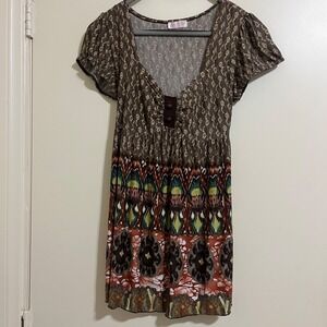 Y2K CoCo Nut Women Babydoll Top Small USA Festival Boho Hippie Indie Groovy Folk